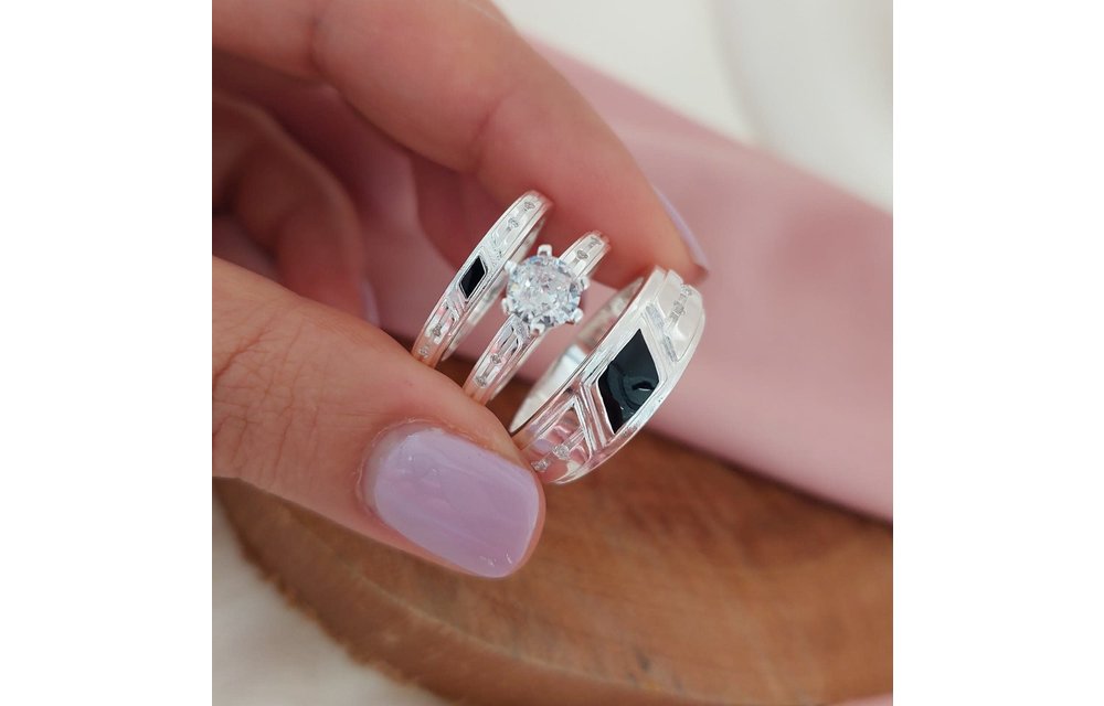 Anillos Trio Matrimonio Plata 925 210000013496