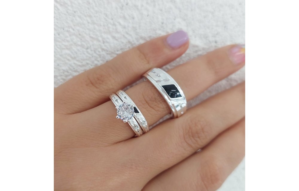 Anillos Trio Matrimonio Plata 925 210000013496