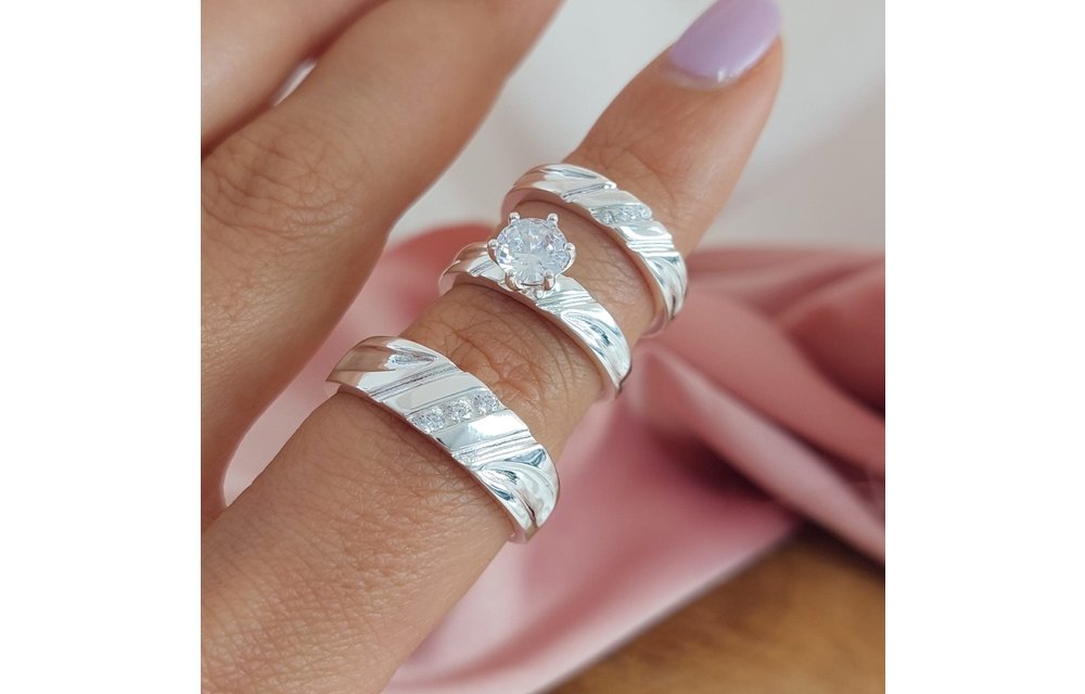 Anillos Trio Matrimonio Plata 925 210000013500