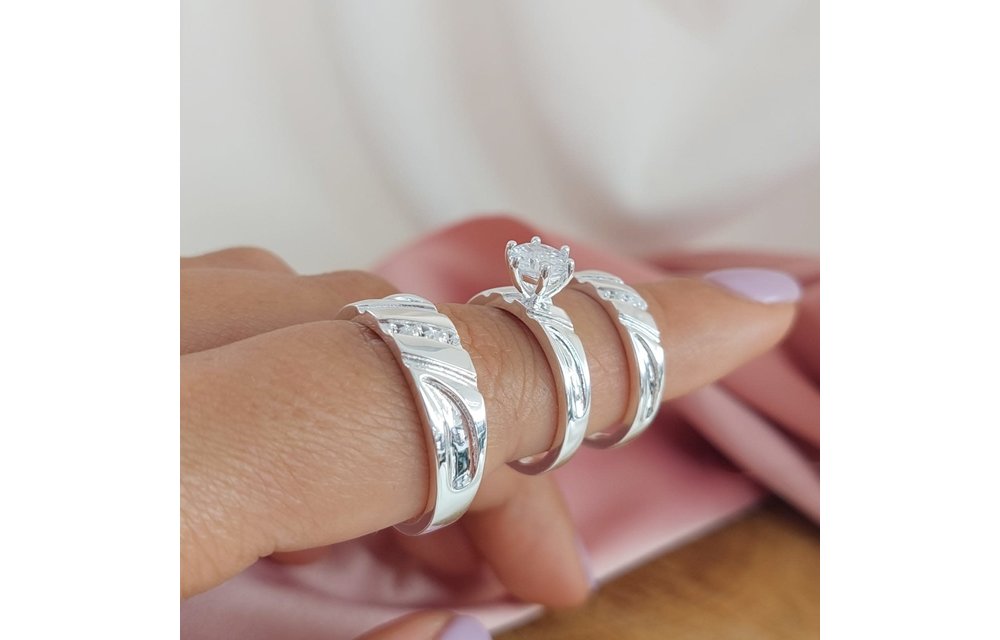 Anillos Trio Matrimonio Plata 925 210000013500
