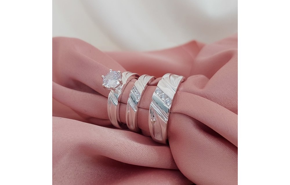 Anillos Trio Matrimonio Plata 925 210000013500