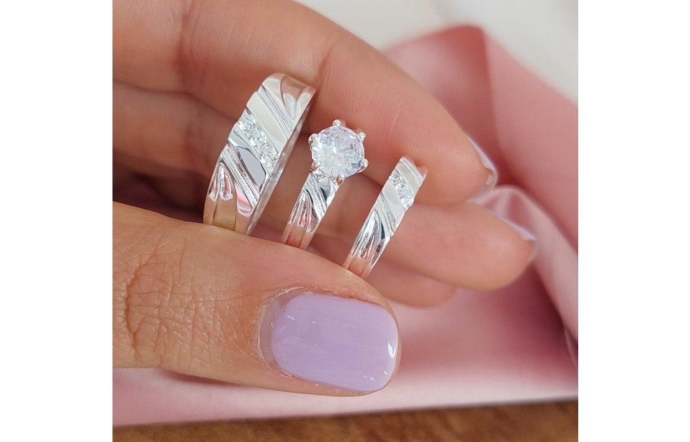 Anillos Trio Matrimonio Plata 925 210000013500
