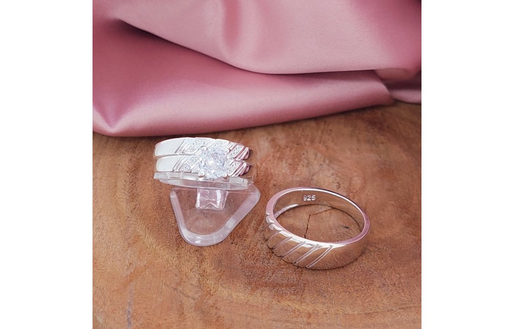 Anillos Trio Matrimonio Plata 925 210000013556
