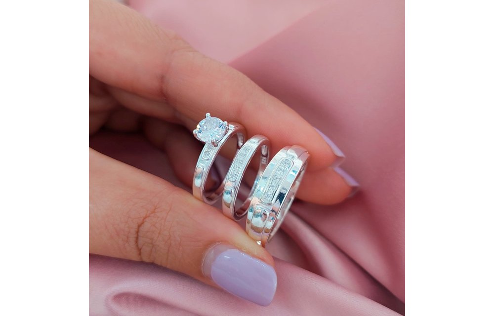 Anillos Trio Matrimonio Plata 925 210000013560