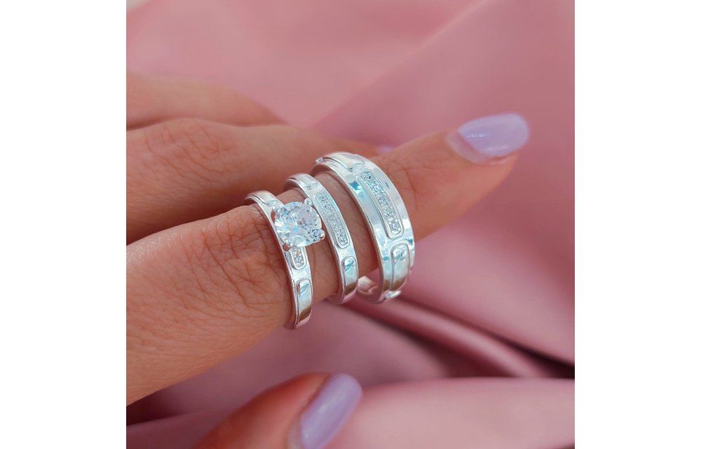 Anillos Trio Matrimonio Plata 925 210000013560