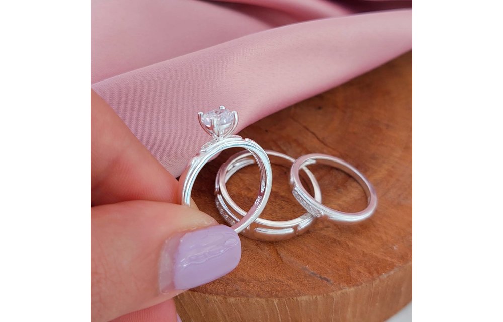 Anillos Trio Matrimonio Plata 925 210000013560