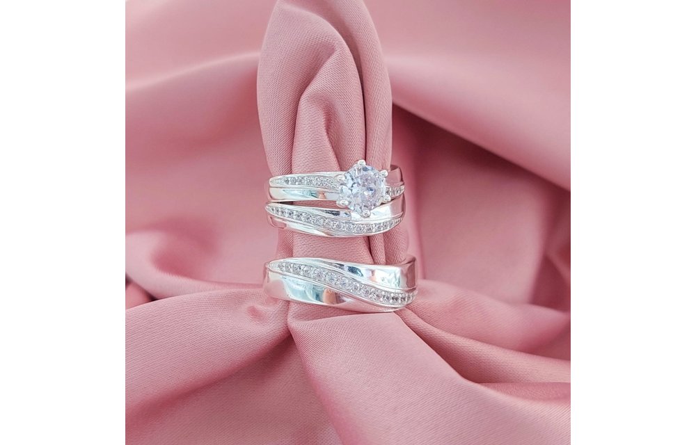 Anillos Trio Matrimonio Plata 925 210000013558
