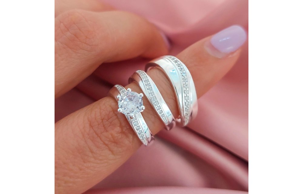 Anillos Trio Matrimonio Plata 925 210000013558