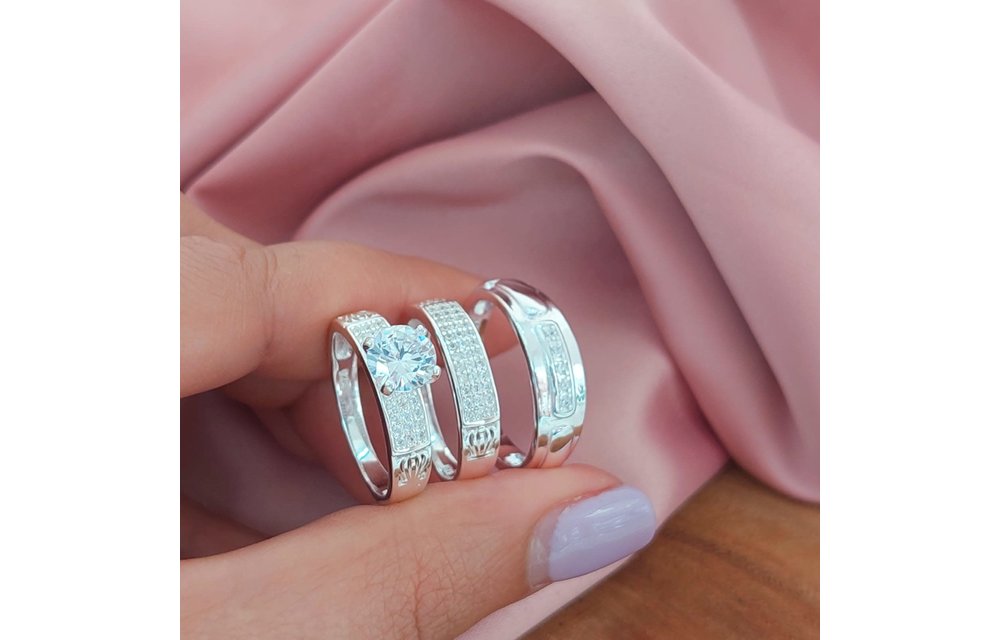 Anillos Trio Matrimonio Plata 925 210000013564
