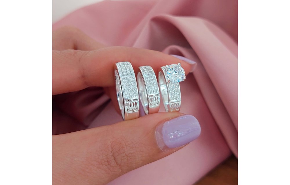 Anillos Trio Matrimonio Plata 925 210000013564
