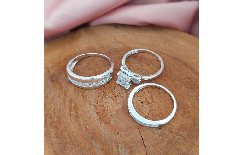 Anillos Trio Matrimonio Plata 925 210000013568
