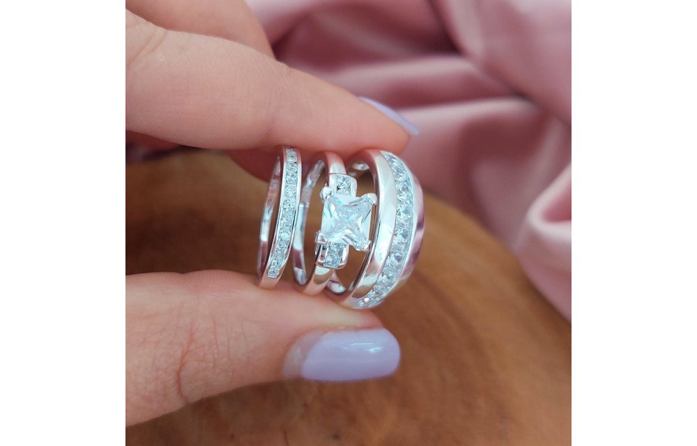 Anillos Trio Matrimonio Plata 925 210000013568