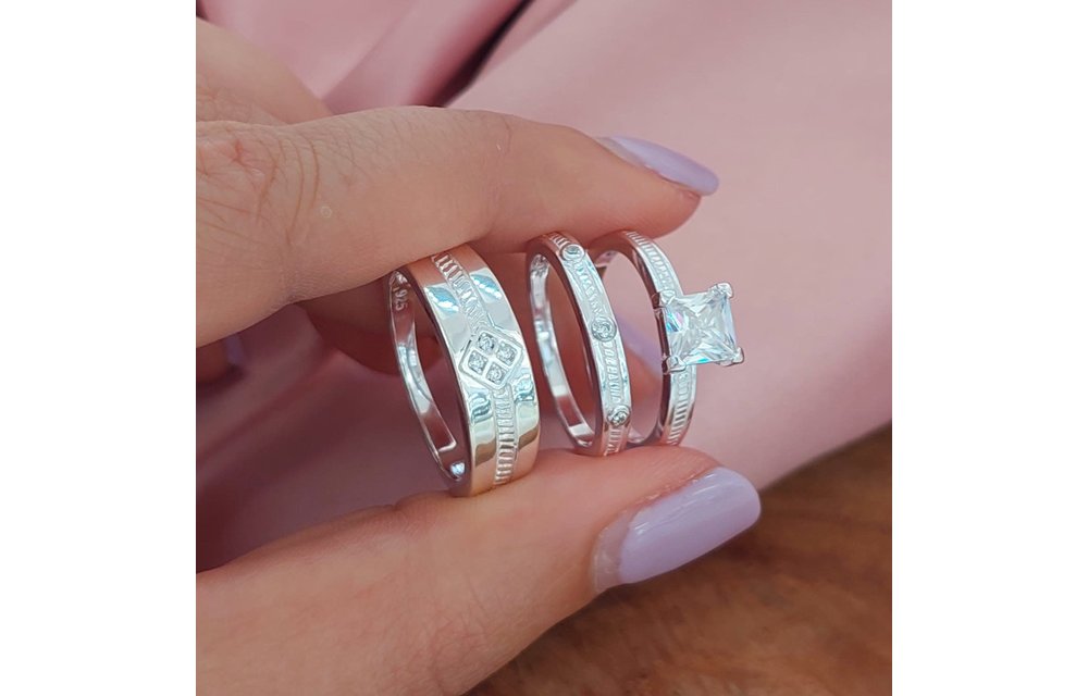 Anillos Trio Matrimonio Plata 925 210000013566