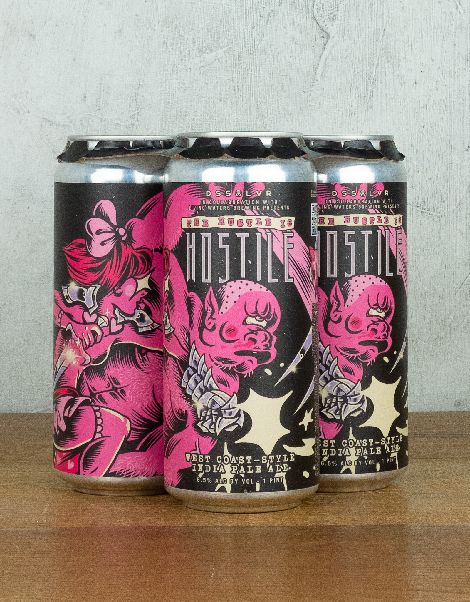 Dssolvr Living Waters Collab Hustle is Hostile West Coast IPA 4pk