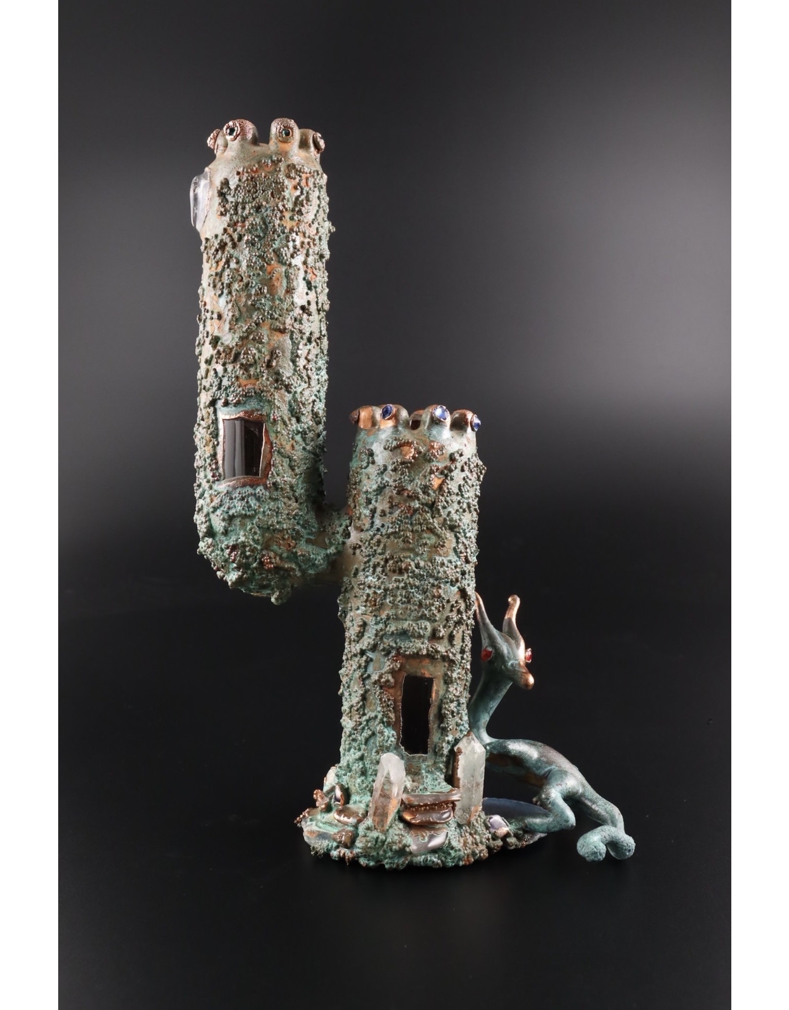 Cherry Glass Electroformed Castle w/Dragon Water Pipe