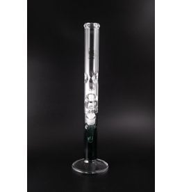 Glowfly Glass 16" 44mm Straight Tube w/Tree Perk, Ice Catch & Color Base Water Pipe - 14mm GonG - 45˚