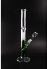 Glowfly Glass 16" 44mm Straight Tube w/Tree Perk, Ice Catch & Color Base Water Pipe - 14mm GonG - 45˚