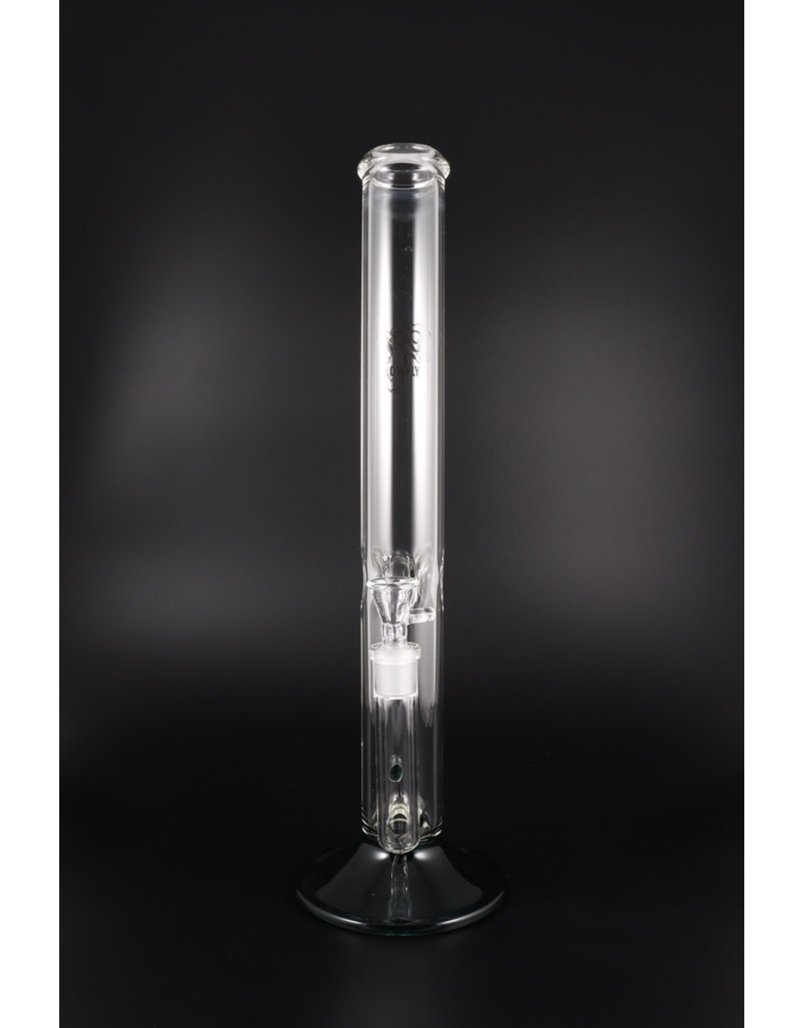 Glowfly Glass 15" 44mm Stemless Straight Tube w/Ice Catch, Color Base Water Pipe  - 14mm GonG - 90˚