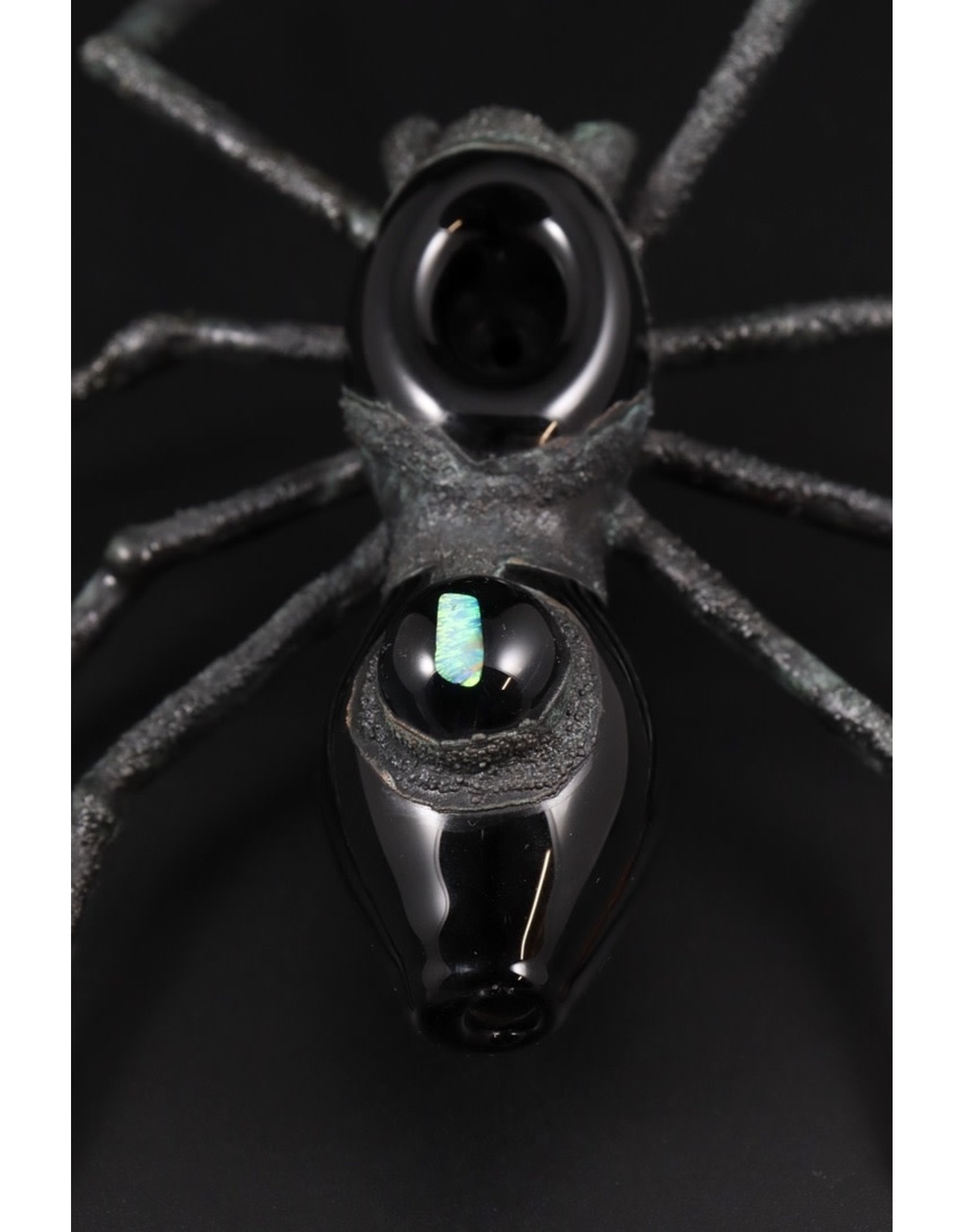 Cherry Glass Black Electroformed Spider Hand Pipe