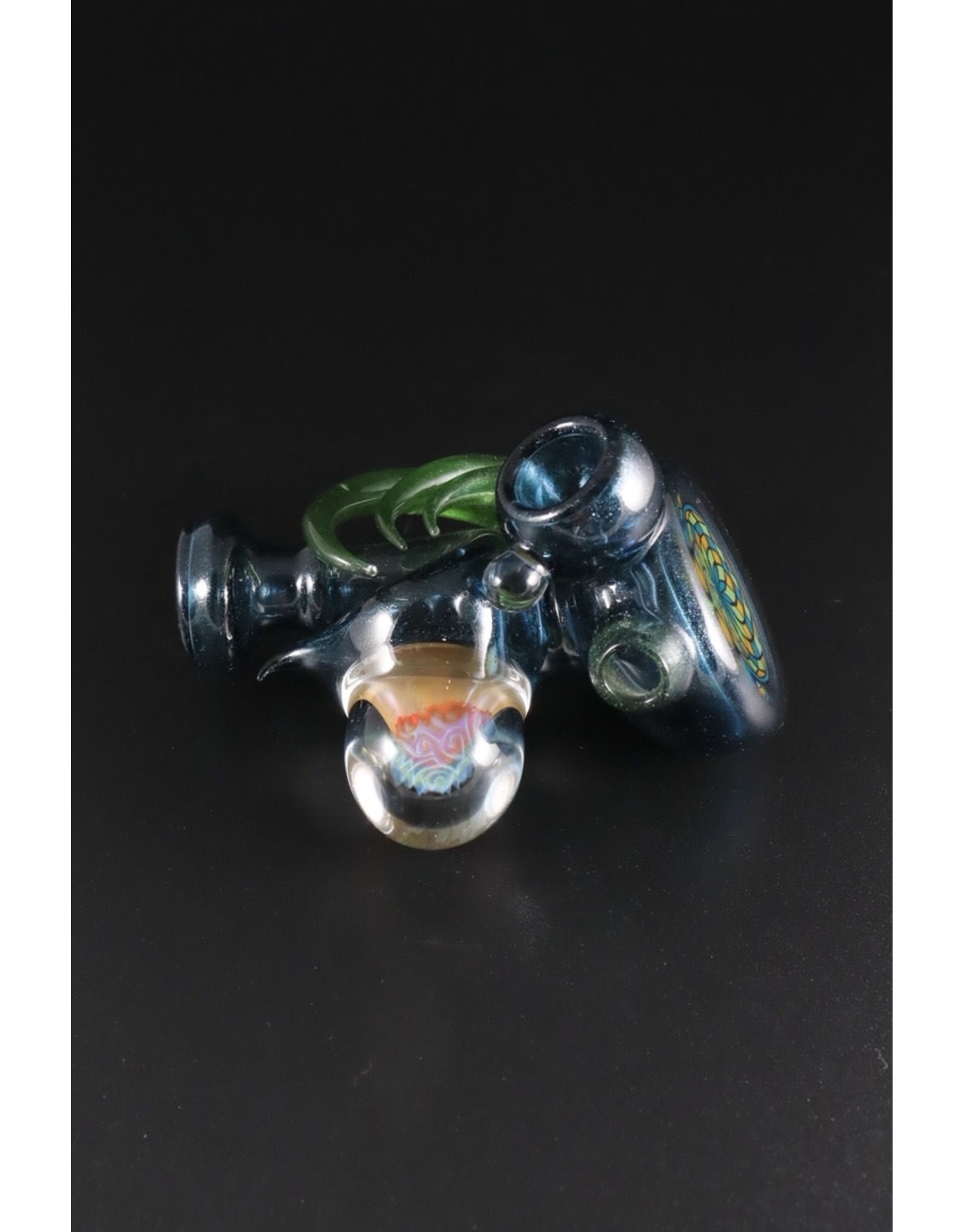 Freeek Freeek "Brain Implosion" Fillachello Hand Pipe w/ Blue Stardust & Mighty Moss Horns