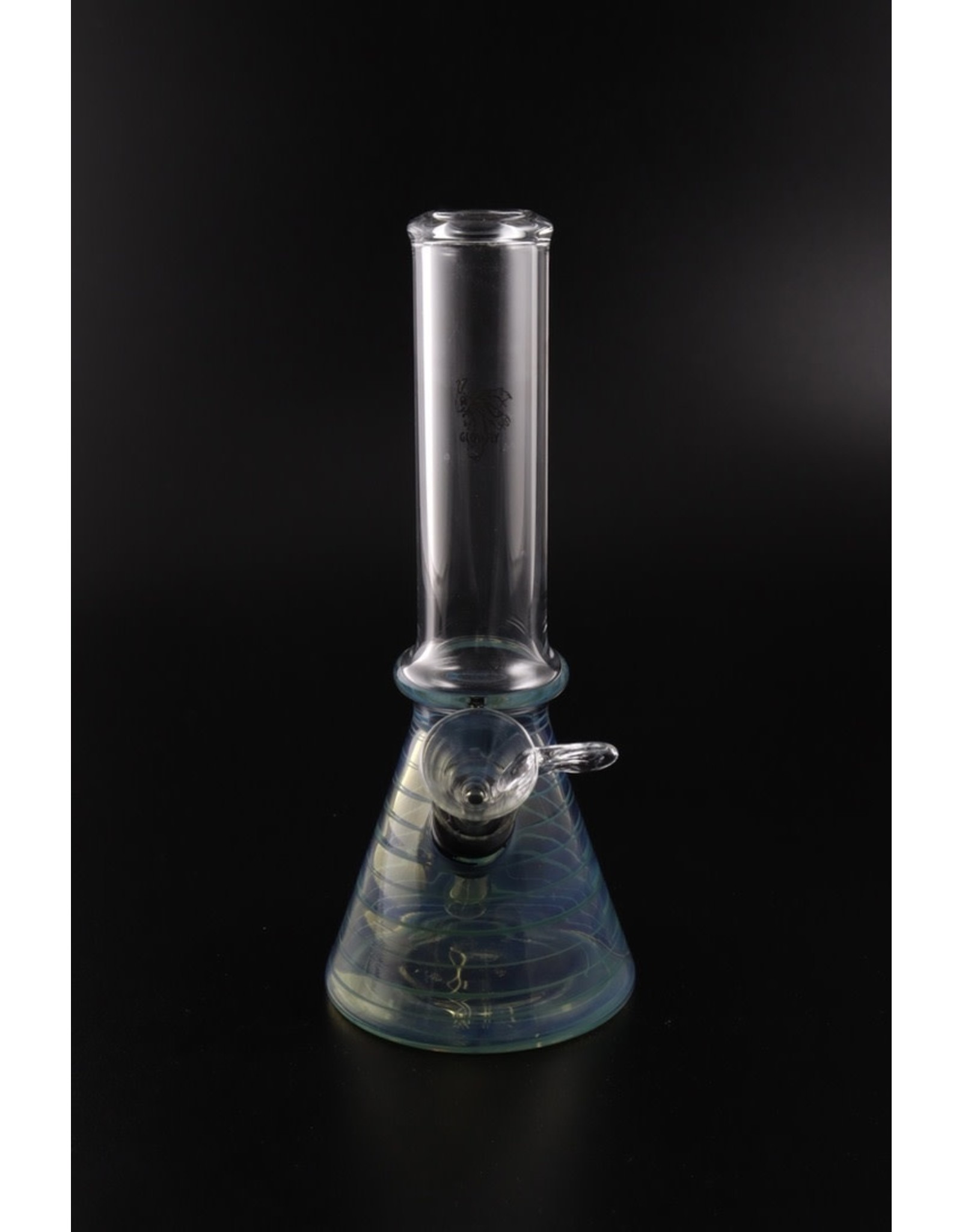 Glowfly Glass 8" 32mm Fumed Beaker w/Color Wrap Water Pipe - 9mm Pullbowl