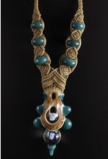 Woven Oapls and Beads Pendant