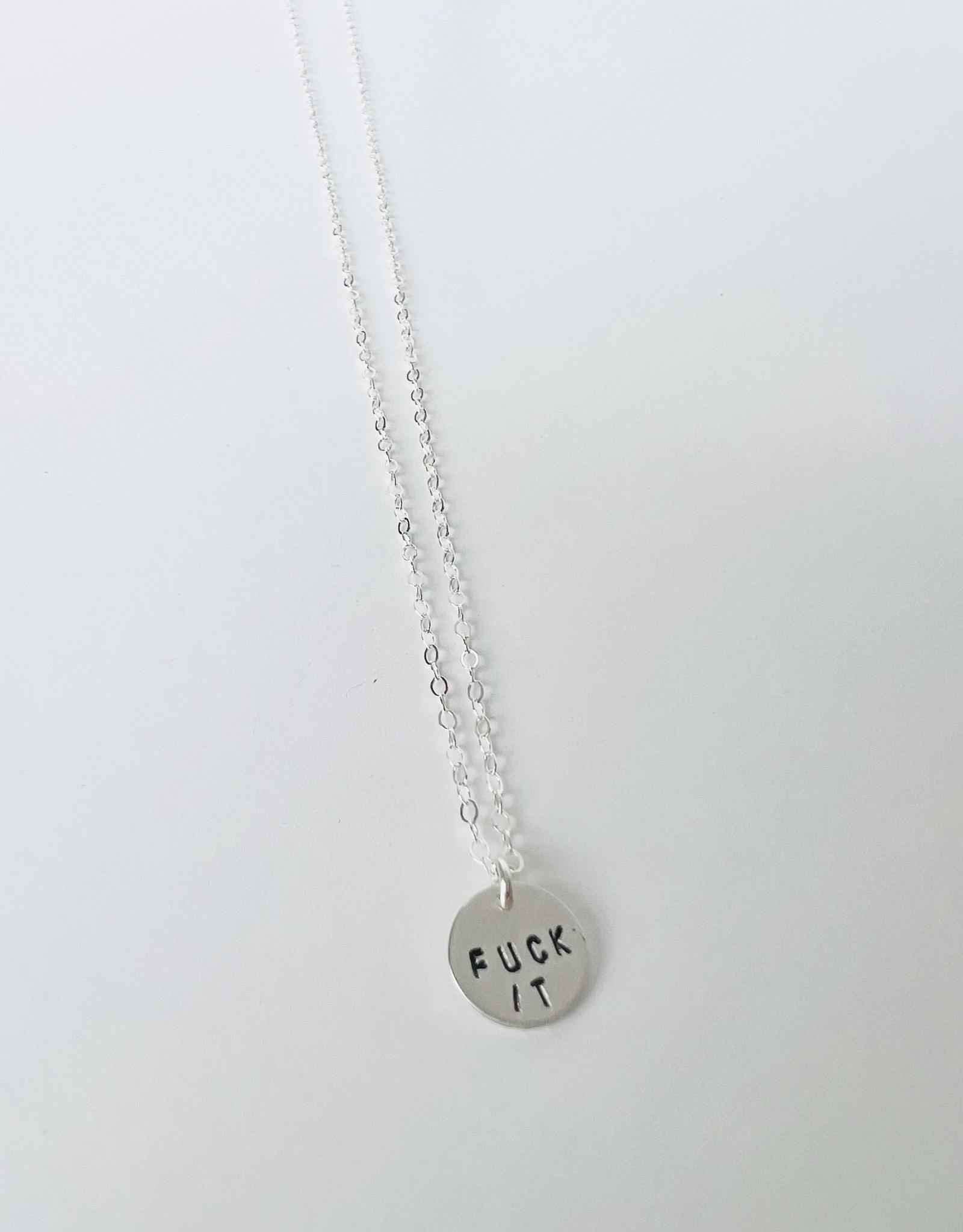 Silver Fuck It Circle Necklace