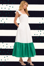 White & Green Maxi Dress