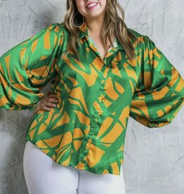 Green & Yellow Abstract Blouse