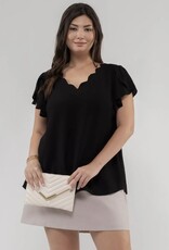 Black Scalloped Blouse