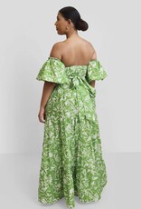 Reddolls Green Off Shoulder Puff Sleeve Dress