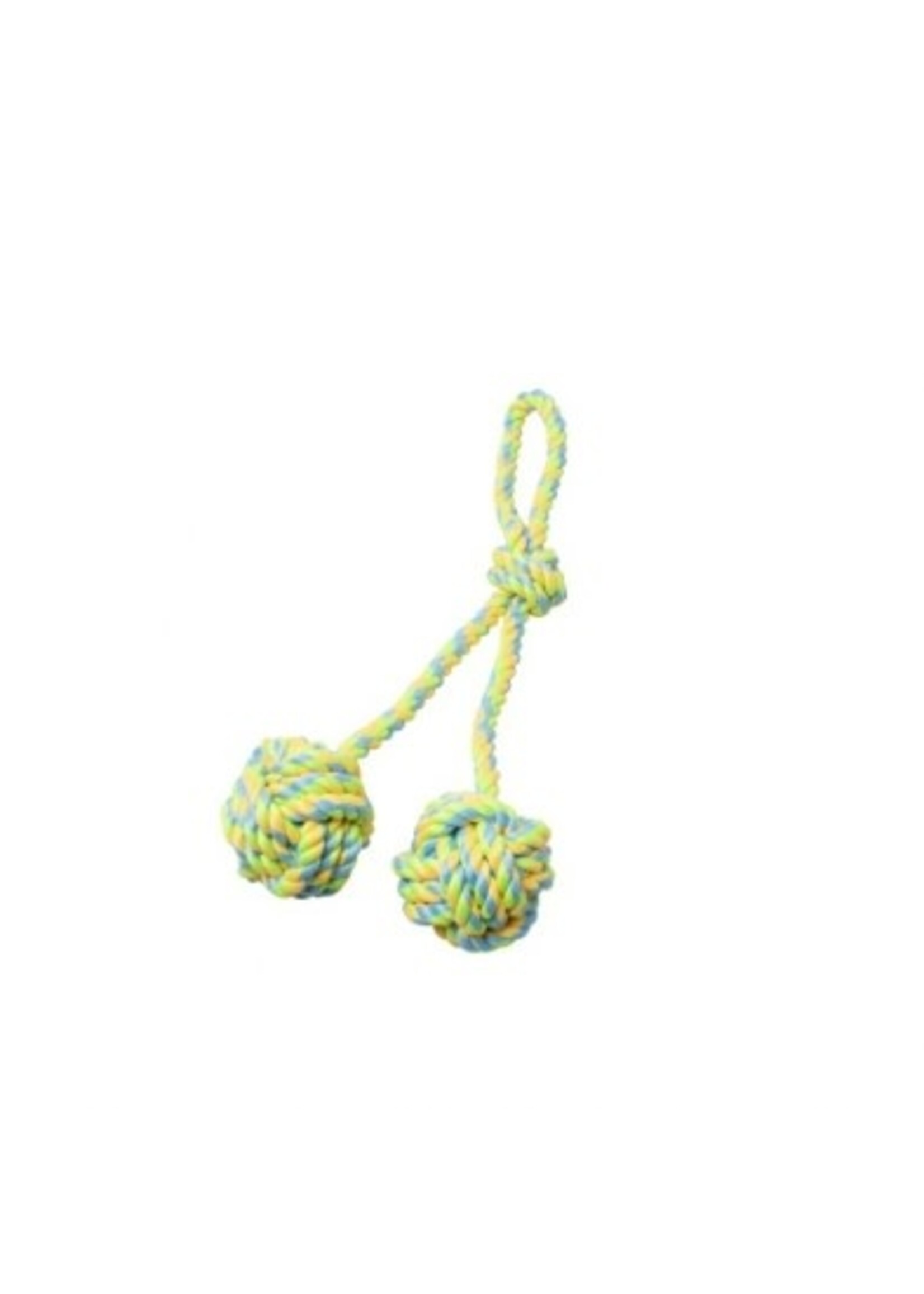 Budz Budz - Dog Toy Rope Dble Monkey Fist,Loop Green-Yellow 15.5''