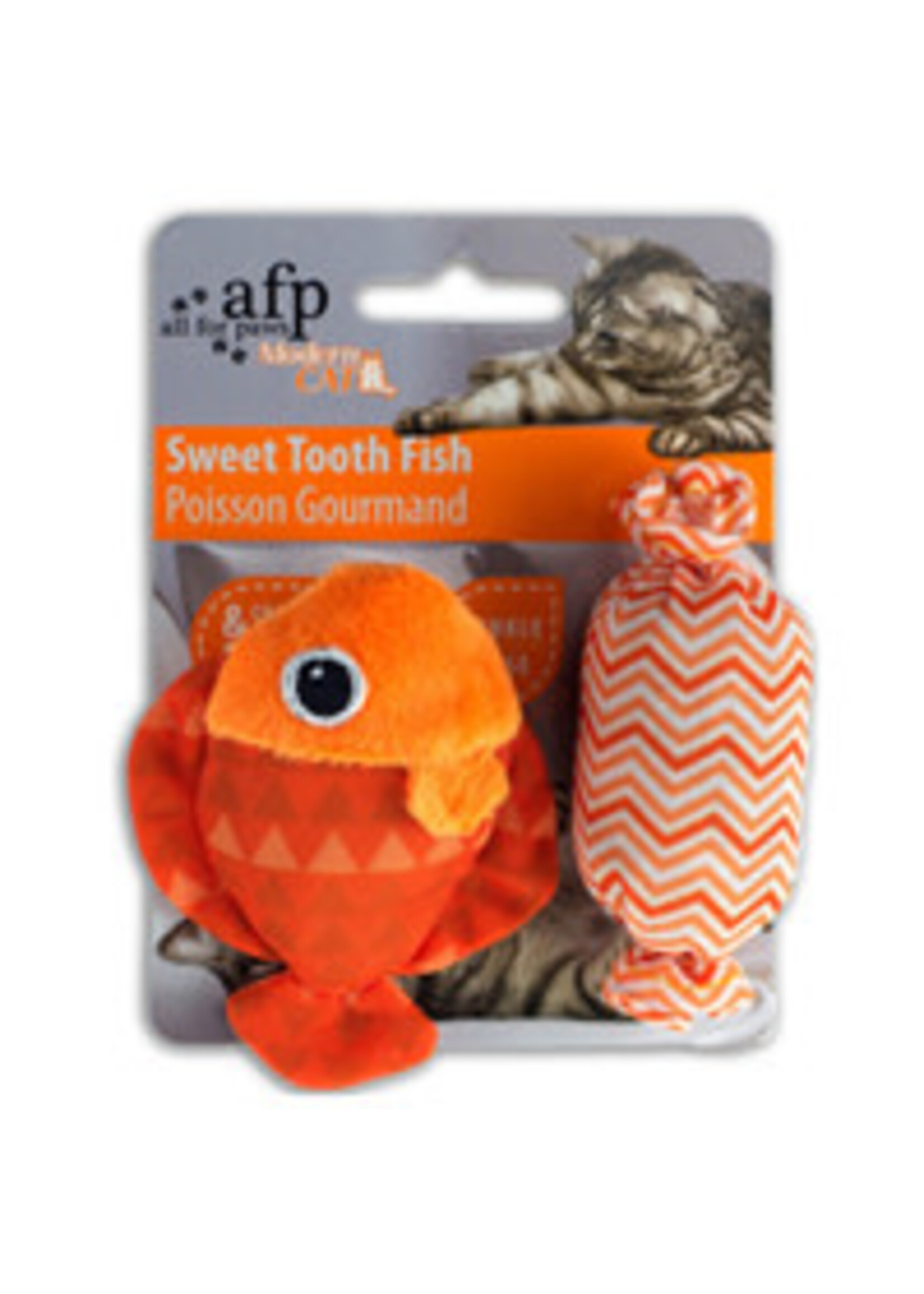 All for Paws All for Paws - Modern Cat Sweet Tooth Fish, Assorted (Blue/Green/Orange/Pink), 2 pack