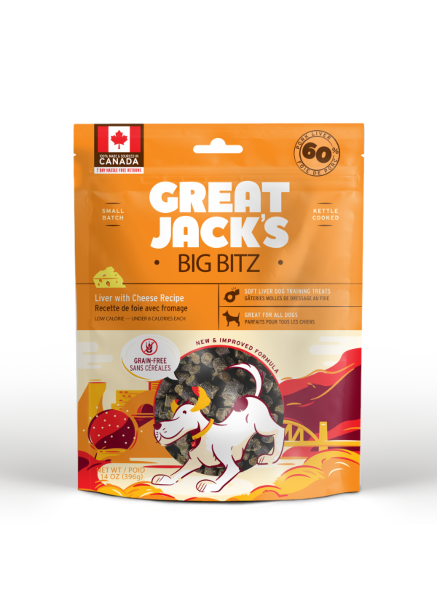 Great Jacks Great Jack's - Treats GF Pork Liver & Cheese Big Bitz Dog 396 g