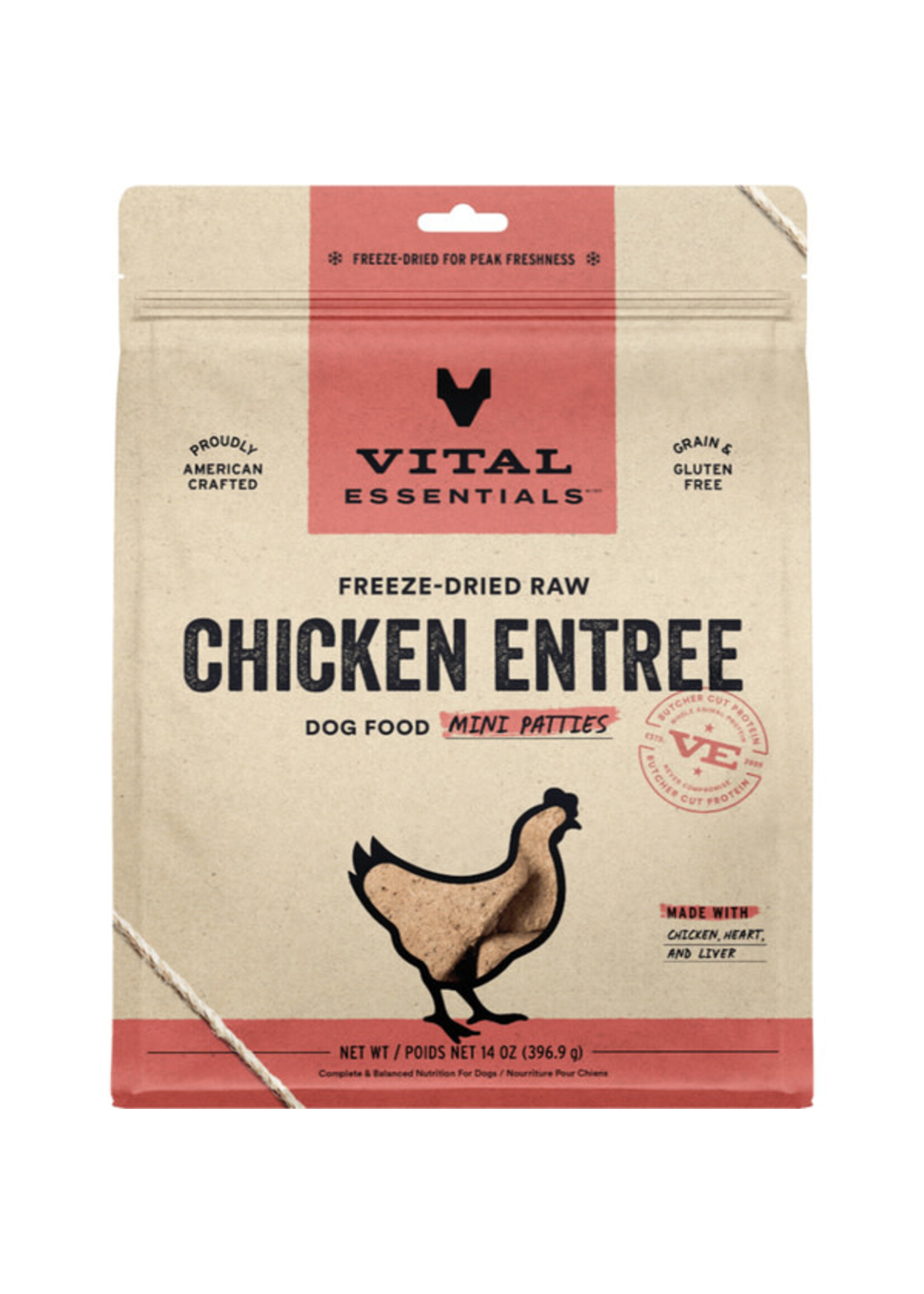 Vital Essentials Vital Essentials - FD Raw Chicken Entree Mini Patties 14oz Dog