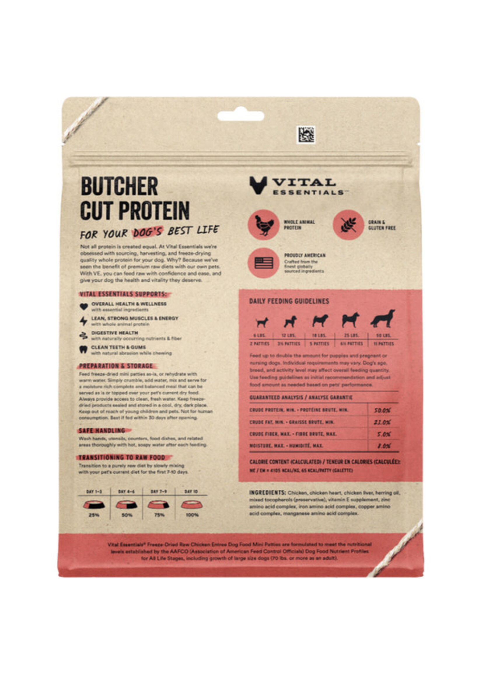 Vital Essentials Vital Essentials - FD Raw Chicken Entree Mini Patties 14oz Dog