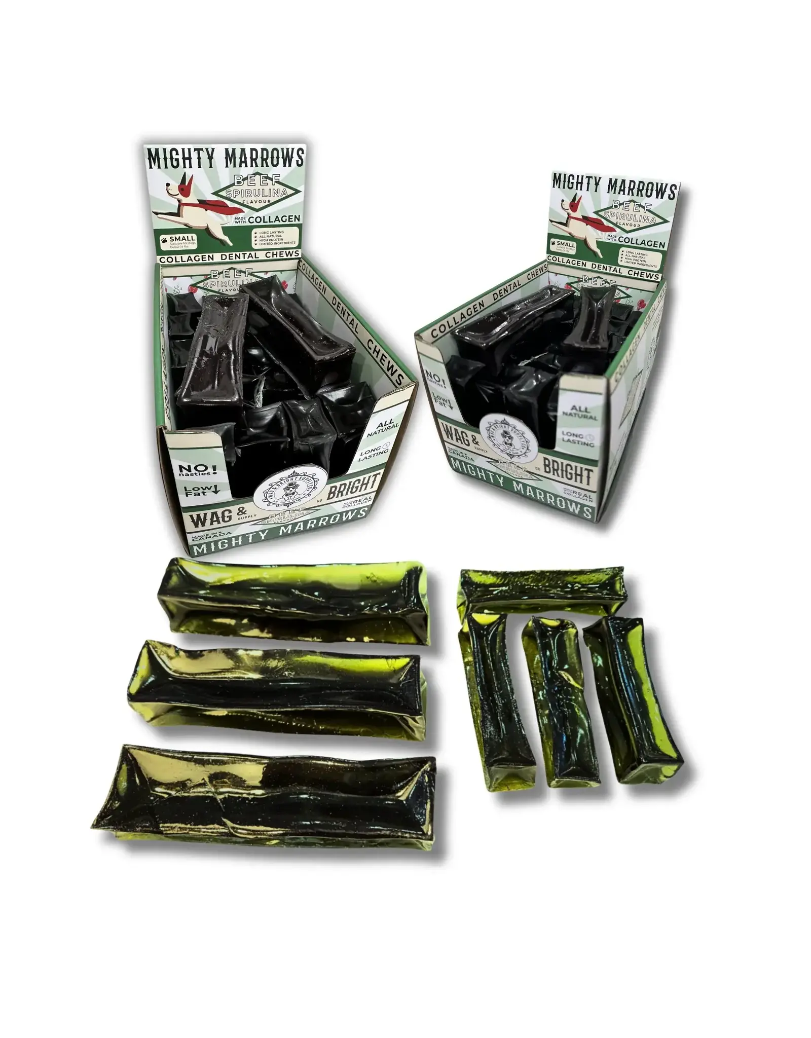 WAG & BRIGHT SUPPLY CO. MIGHTY MARROWS SPIRULINA BEEF LARGE