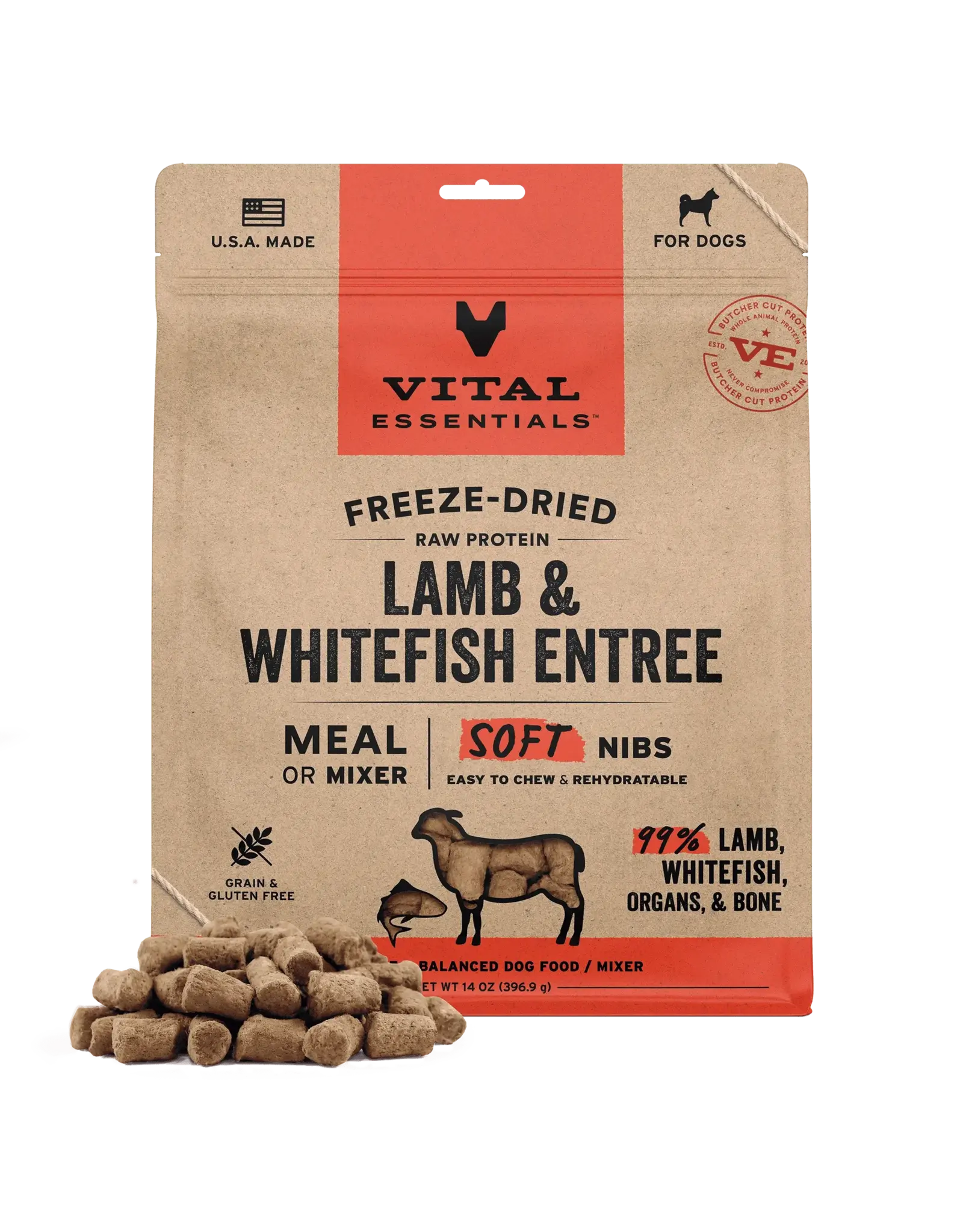 VITAL ESSENTIALS VITAL ESSENTIALS SOFT NIBS LAMB & WHITEFISH