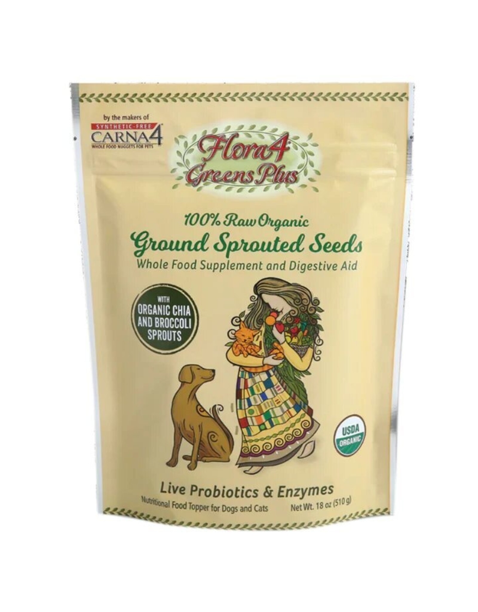 CARNA4 CARNA4 FLORA4 SPROUTED SEEDS GREENS PLUS POUCH