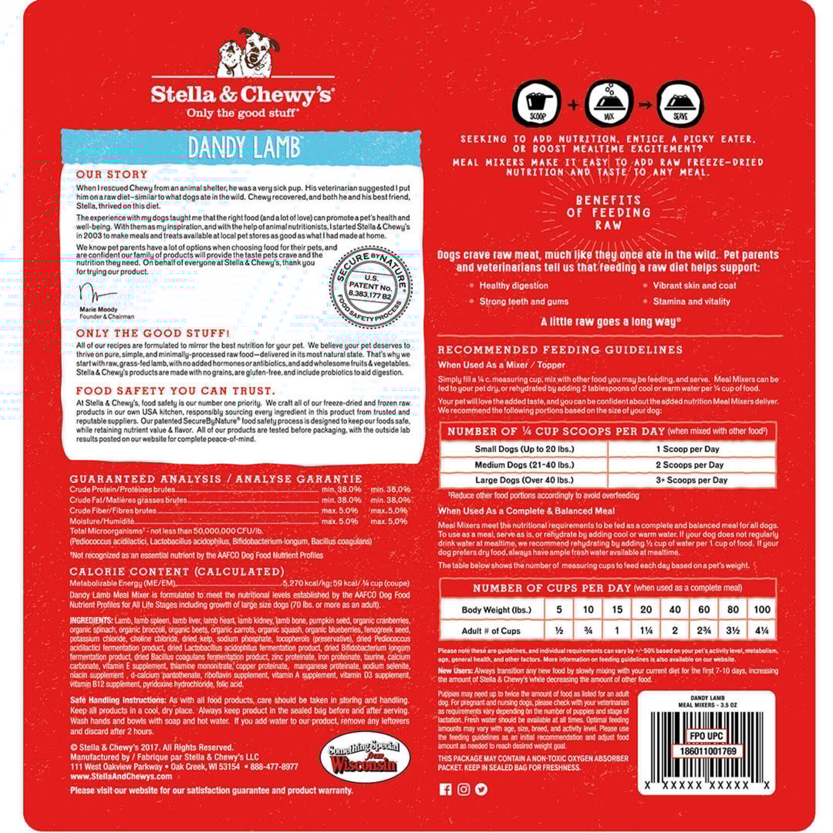Stella & Chewy’s Dandy Lamb Meal Mixers Freeze-Dried Raw Dog Food
