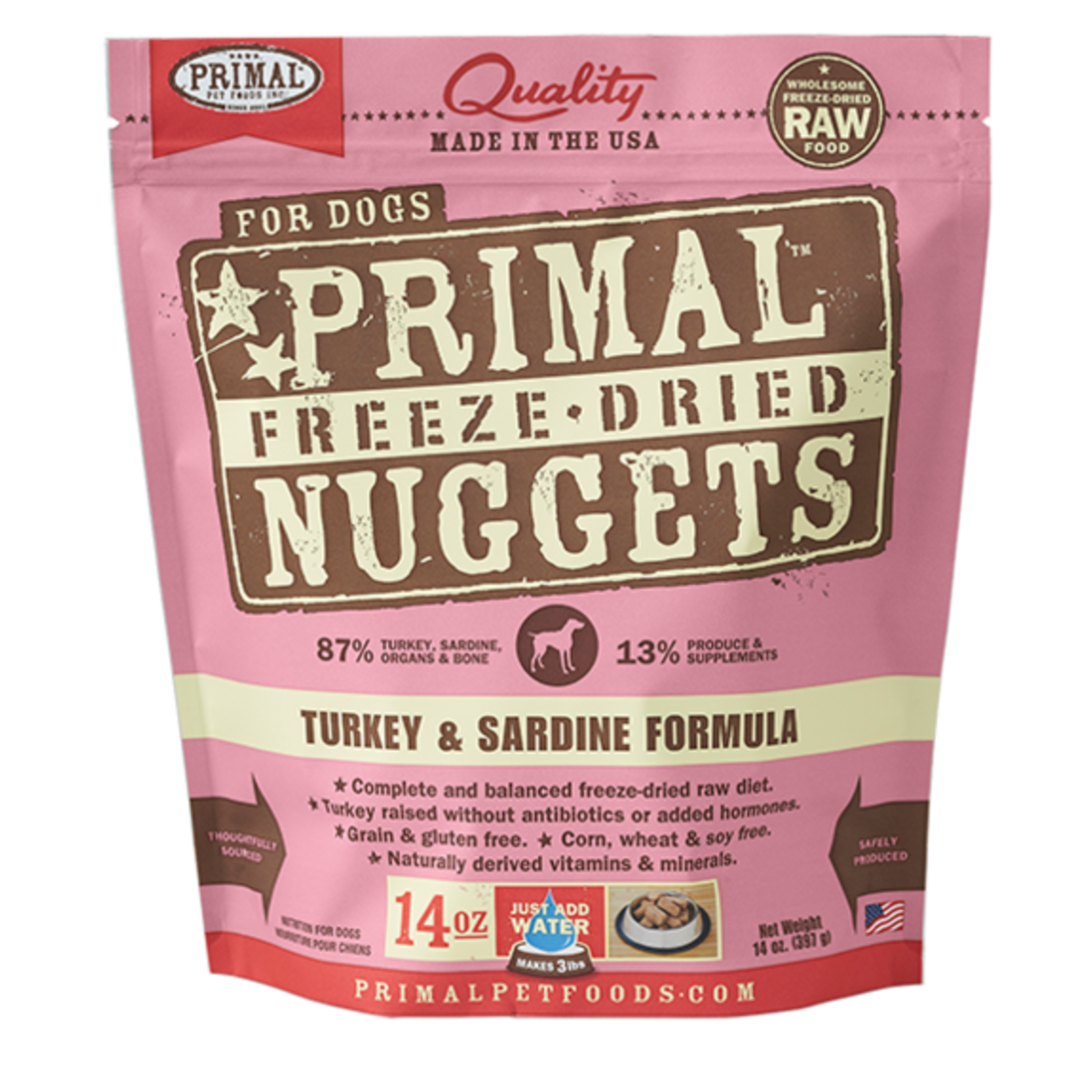 Primal Pet Foods Primal Canine Raw Freeze-Dried Nuggets Turkey & Sardine