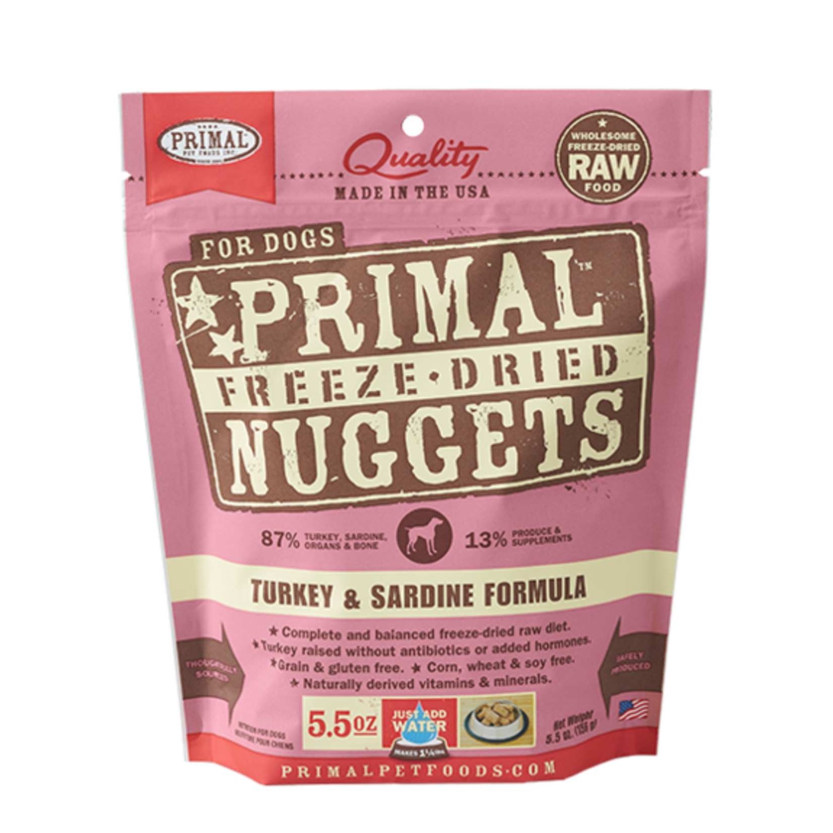 Primal Pet Foods Primal Canine Raw Freeze-Dried Nuggets Turkey & Sardine