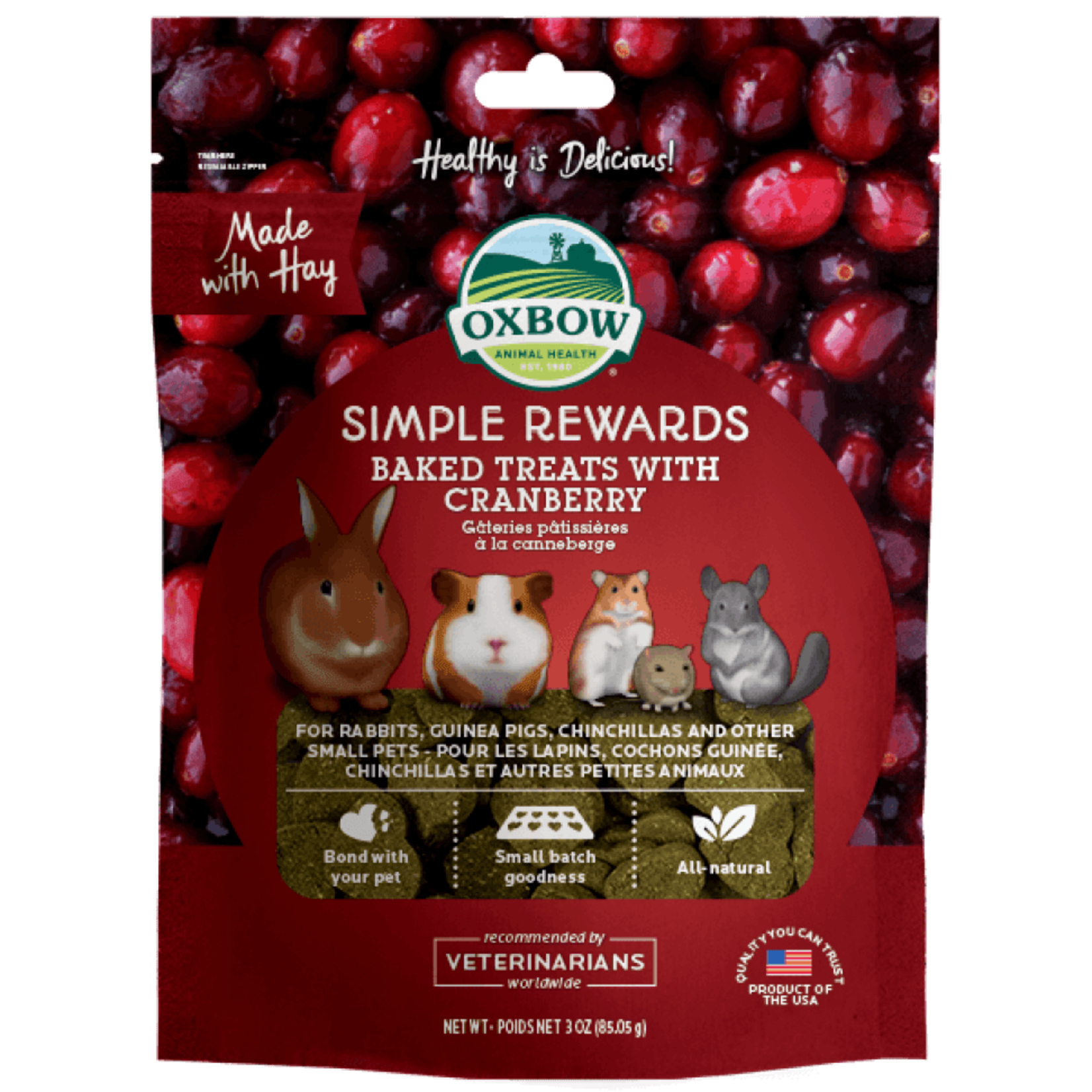 Oxbow Animal Health Simple Rewards Baked Treats with Cranberry