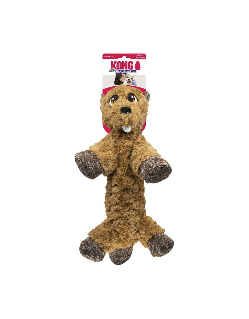 KONG KONG Low Stuff Flopzie Beaver Squeaky Plush Dog Toy