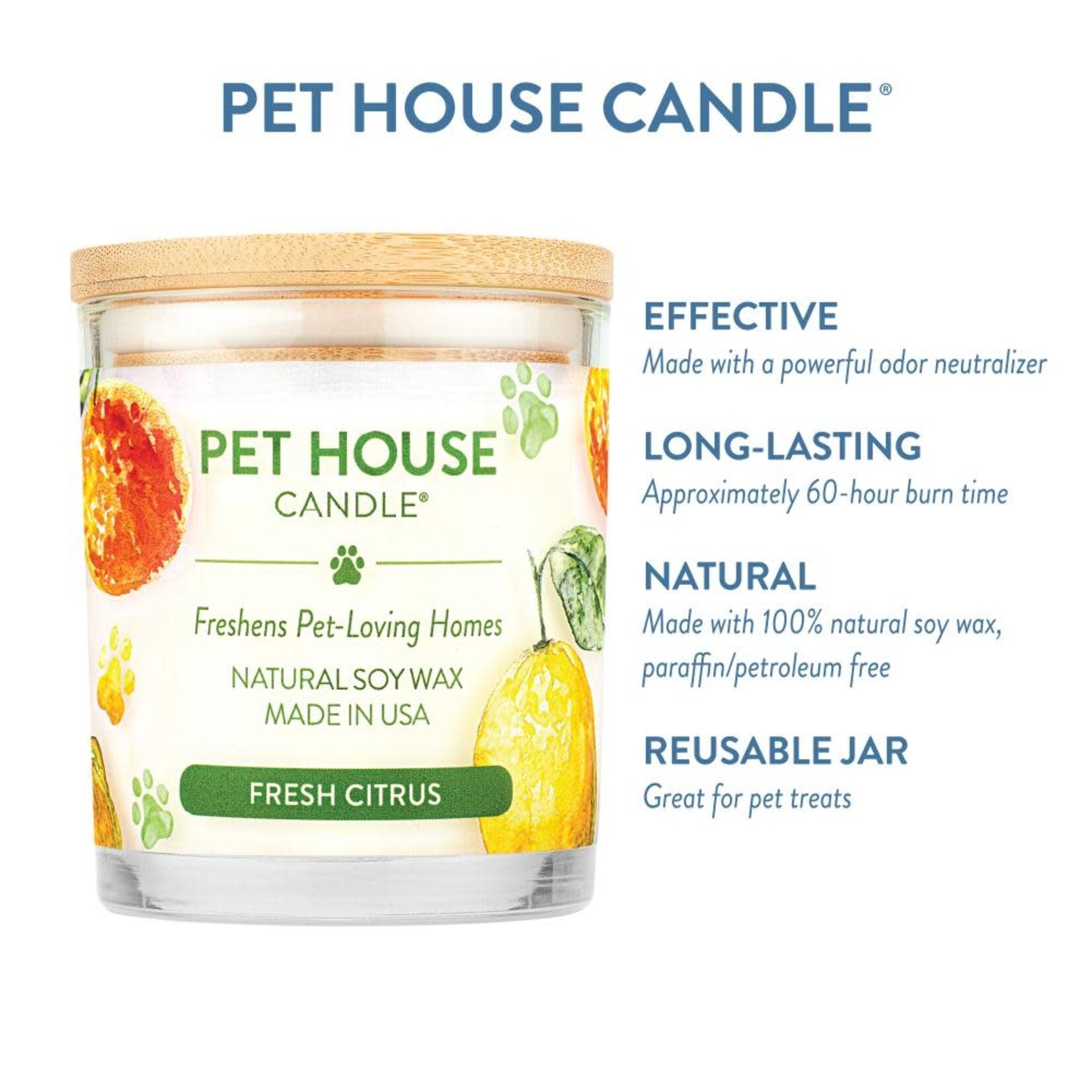 Pet House by One Fur All Fresh Citrus Pet Odor Candle