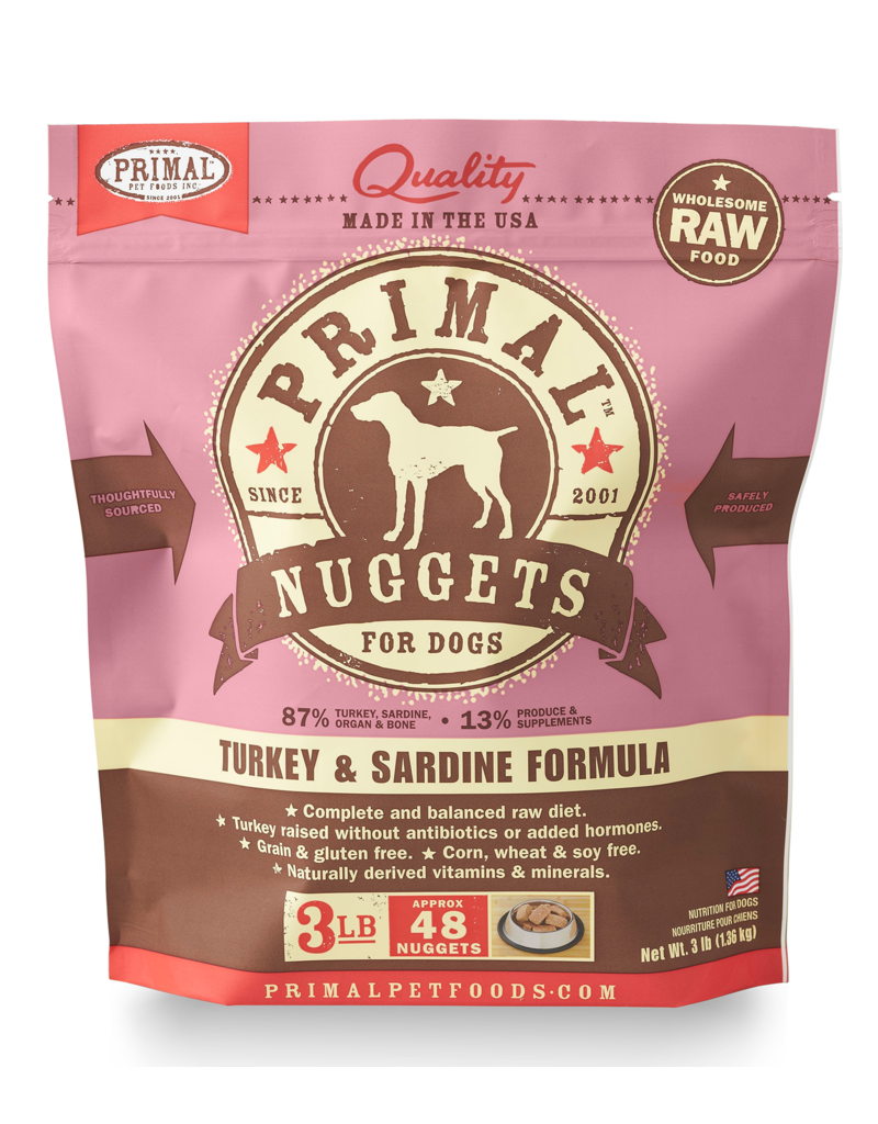 Primal Pet Foods Raw Frozen Canine Turkey & Sardine Formula 3lb