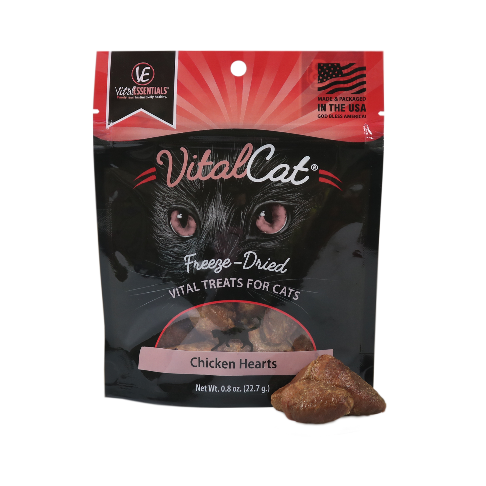 Vital Essentials Chicken Hearts Freeze-Dried Treats for Cats