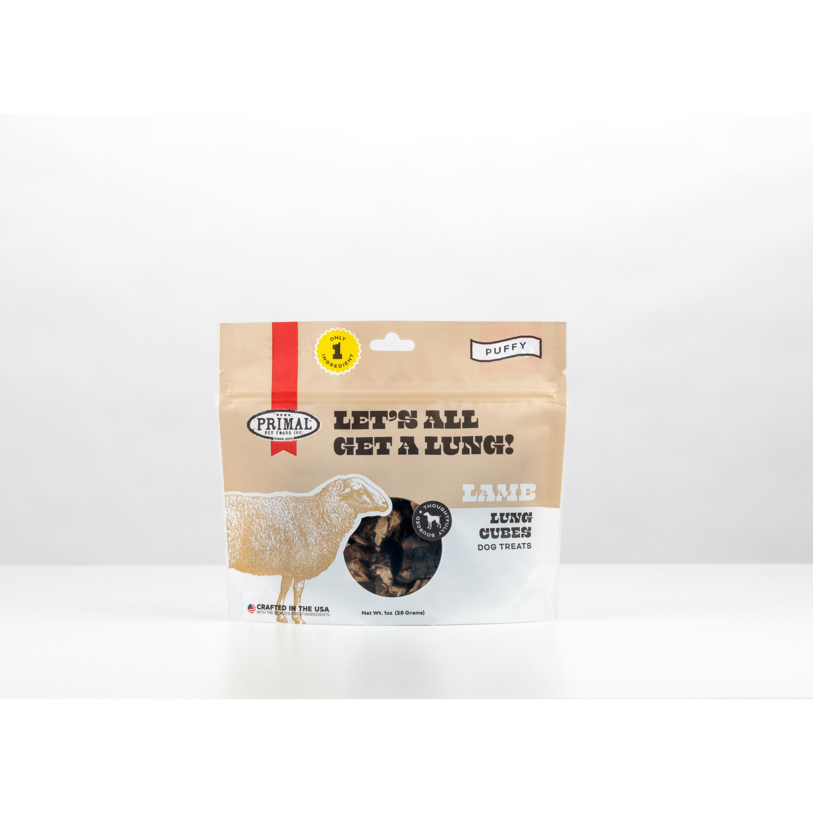 Primal Pet Foods Let's All Get A Lung - Lamb Lung Treats for Dogs