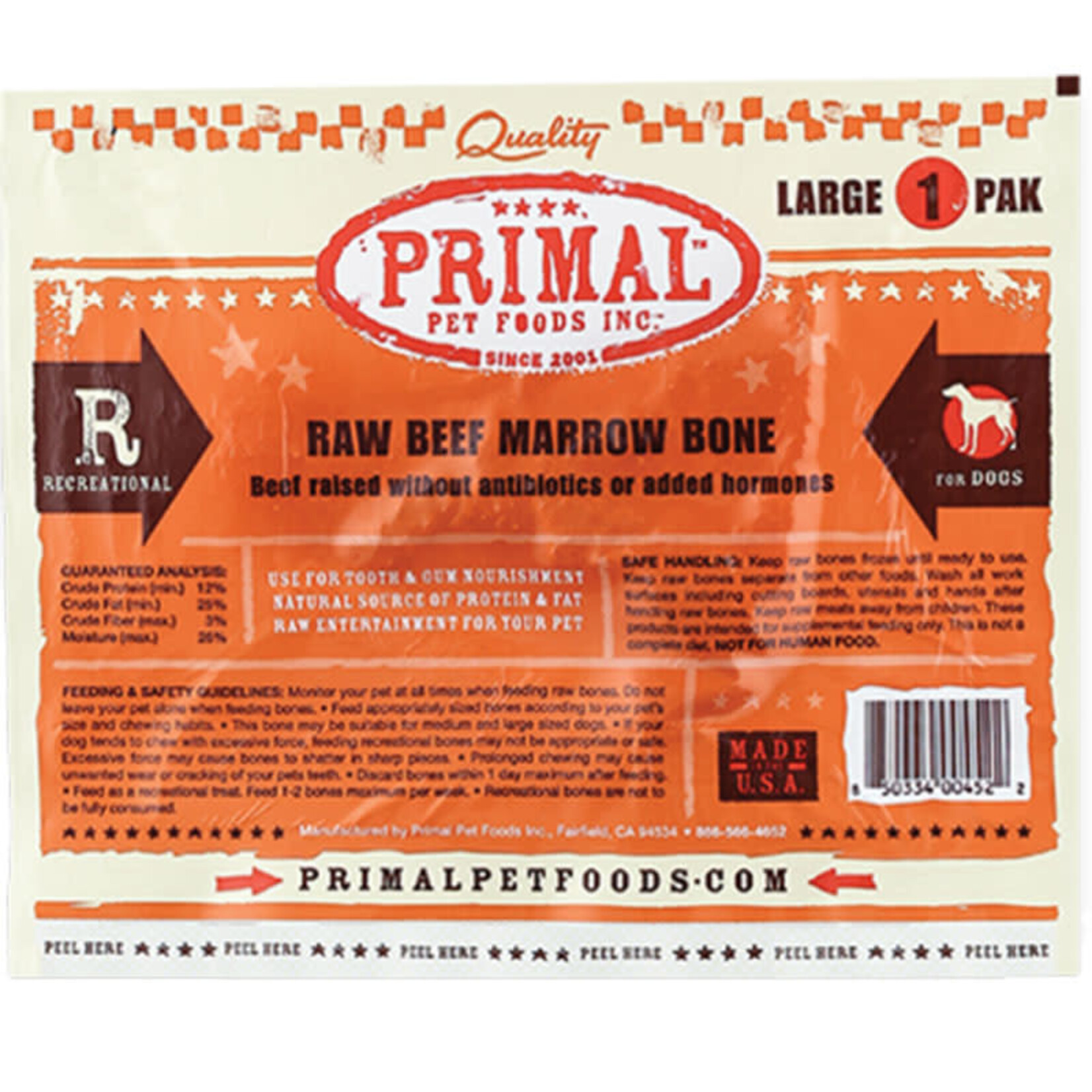 Primal Pet Foods Primal Frozen Raw Meaty Bones Beef Marrow Bone (*Frozen Products for In-Store Pickup Only. *)