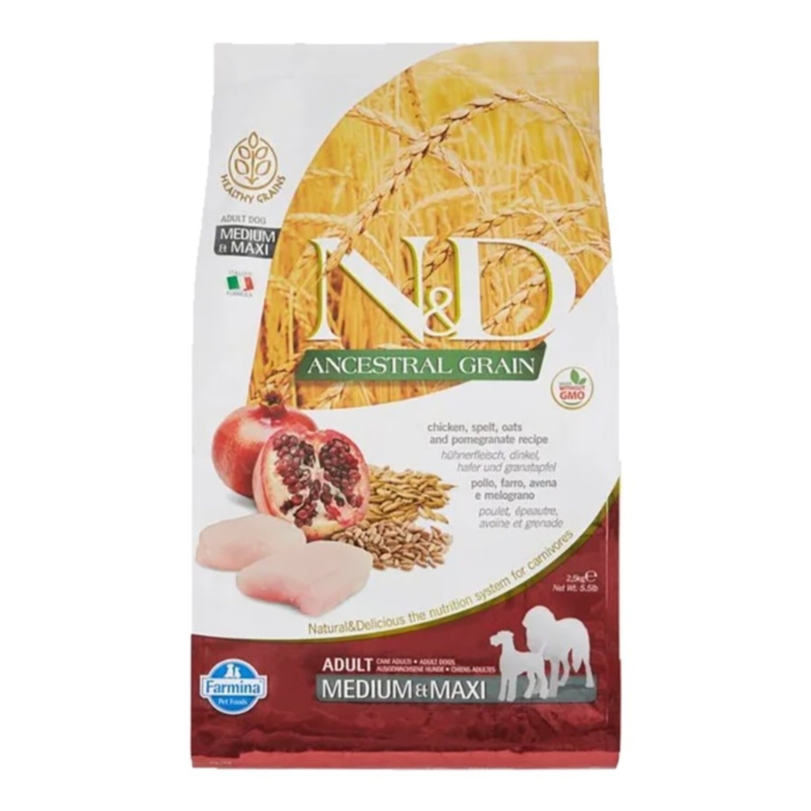 Farmina N&D Ancestral Grain Chicken & Pomegranate Medium & Maxi Adult Dry Dog Food